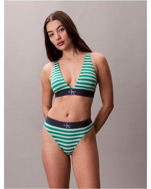 Calvin Klein Multicolor Graphic Monogram Microfiber Stretch Lightly Lined Triangle Bralette