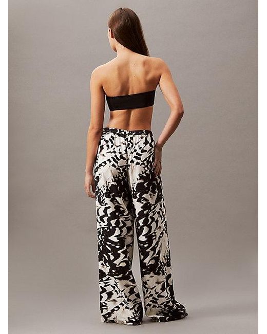 Calvin Klein White Viscose Linen Beach Trousers