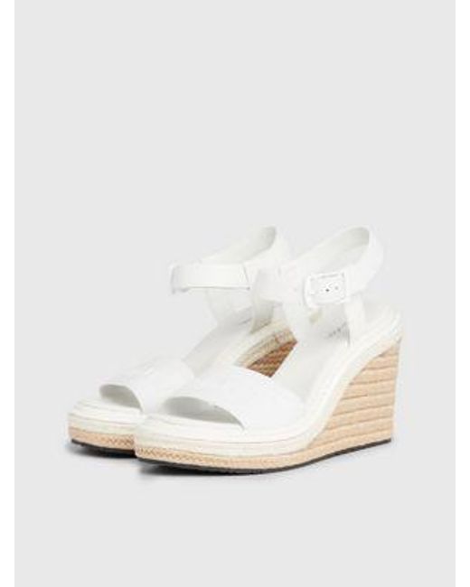 Sandalias de cuña tipo alpargatas con piel Calvin Klein de color White