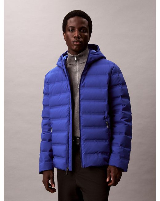 Calvin Klein Blue Packable Embossed Logo Quilted Puffer Jacket for men