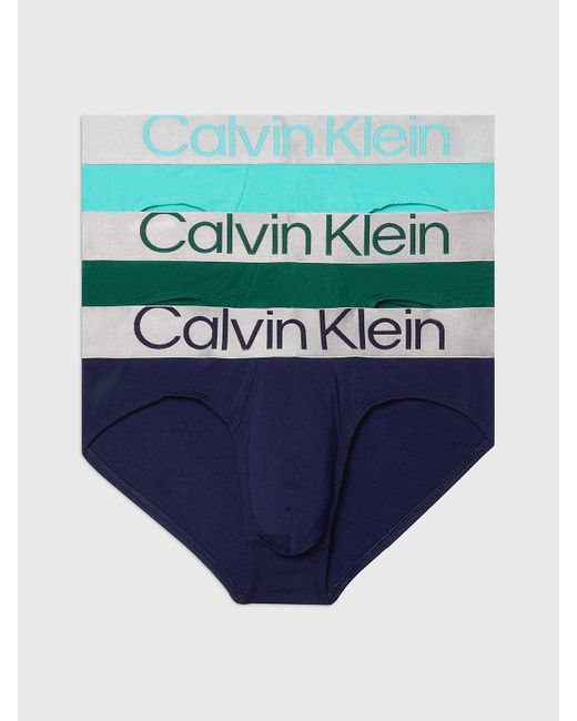 Lot de 3 slips - Steel Cotton Calvin Klein pour homme en coloris Blue
