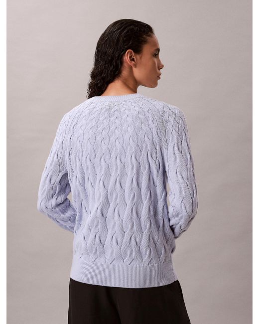 Calvin Klein Purple Cotton Cable Relaxed Jumper