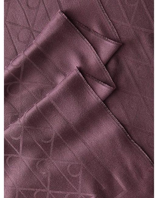Calvin Klein Purple Satin Jacquard Logo Scarf