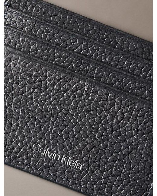 Calvin Klein Gray Leather Rfid Foil Logo Cardholder for men