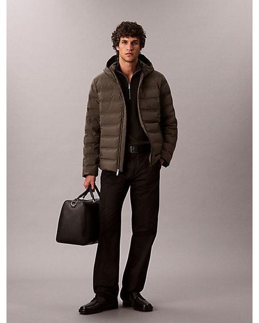 Calvin Klein Brown Packable Embossed Logo Quilted Puffer Jacket for men