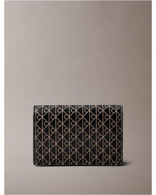 Calvin Klein Gray Allover Monogram Logo Accordion Card Case