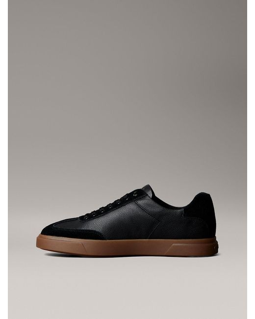 Calvin Klein Gray Leather Signature Logo Trainers