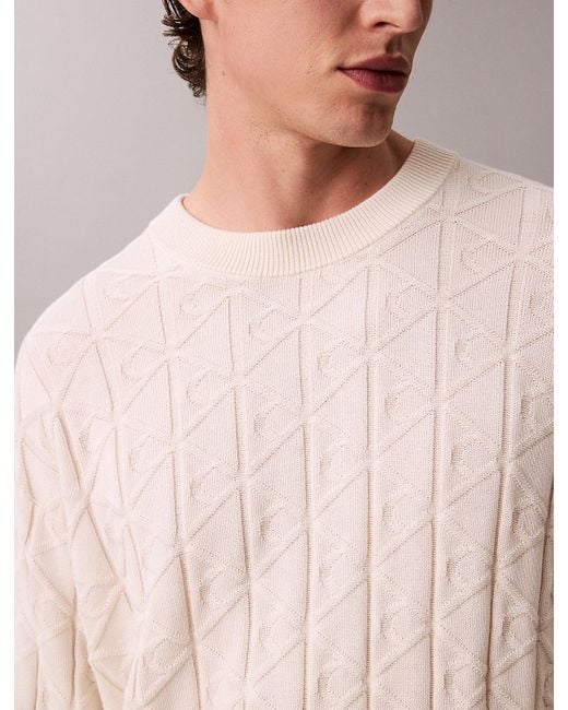 Calvin Klein Natural Allover Emblem Logo Relaxed Jumper for men