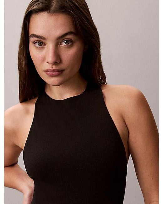 Calvin Klein Black Racerback Bodysuit Icon Cotton Modal