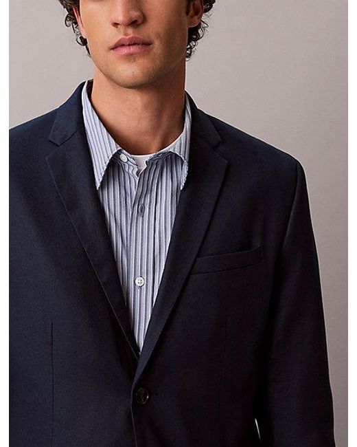 Calvin Klein Blue Slim Linen Blend Blazer for men