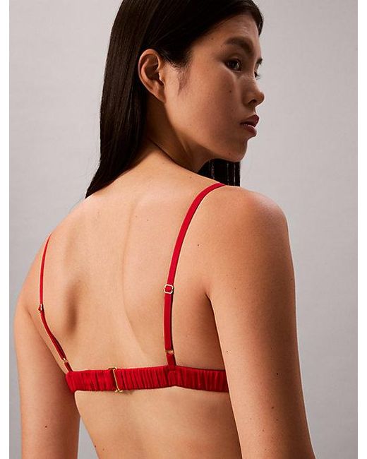 Calvin Klein Red Unlined Satin Triangle Bra Lunar New Year