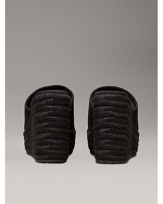 Calvin Klein Black Plateau-Espadrilles-Slippers Mit Keilabsatz