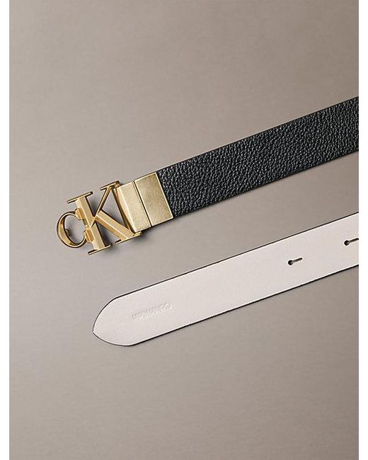 Calvin Klein Multicolor Reversible Pebbled Leather Logo Belt