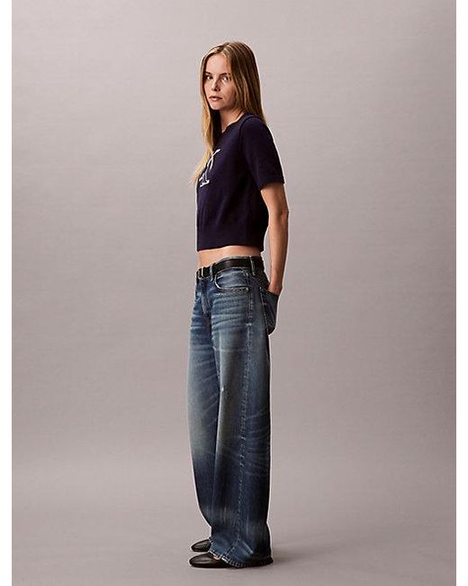 Calvin Klein Blue Jeans Short Sleeve Monogram Jumper