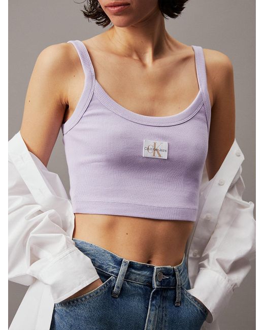 Calvin Klein Gray Ribbed Cotton Bralette Top