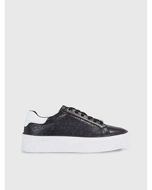Zapatillas de plataforma de piel con logo Calvin Klein de color Black