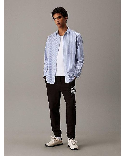 Calvin Klein Black Jeans Cotton Terry Logo Joggers for men