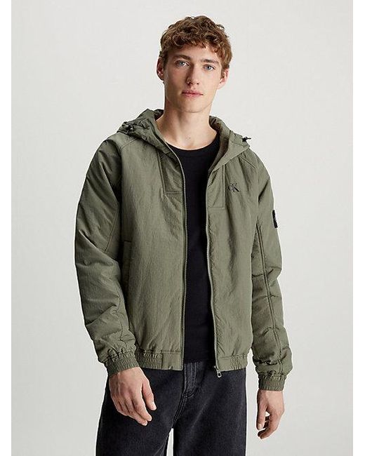 Calvin Klein Gefütterte Nylon-Jacke mit Kapuze in Green für Herren
