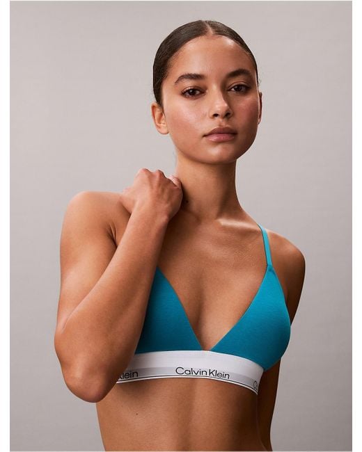 Calvin Klein Blue Icon Cotton Modal Lightly Lined Triangle Bralette