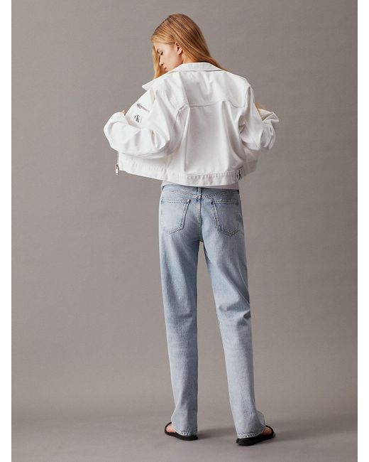 Calvin Klein Gray Cropped Zip Up Denim Jacket