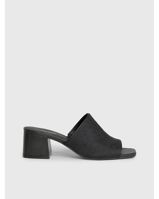 Calvin Klein Black Logo Jacquard Heeled Sandals