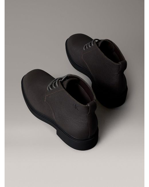 Calvin Klein Black Leather Airfit Lugged Desert Boots for men
