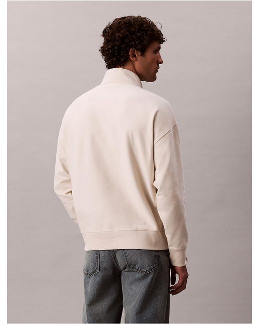 Calvin Klein Natural Calvin Klein Monologo Premium Terry Quarter Zip Sweatshirt for men