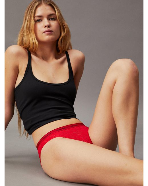 Calvin Klein Red 3 Pack Lace Brazilian, Thong And Bikini Briefs