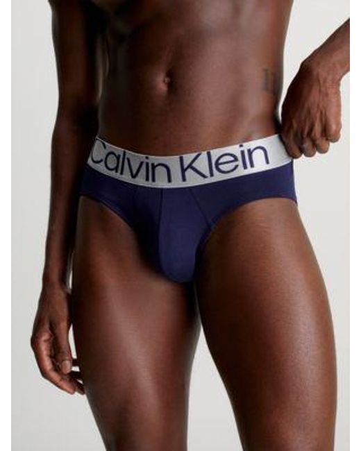 Calvin Klein 3er-Pack Slips - Steel Cotton in Blue für Herren