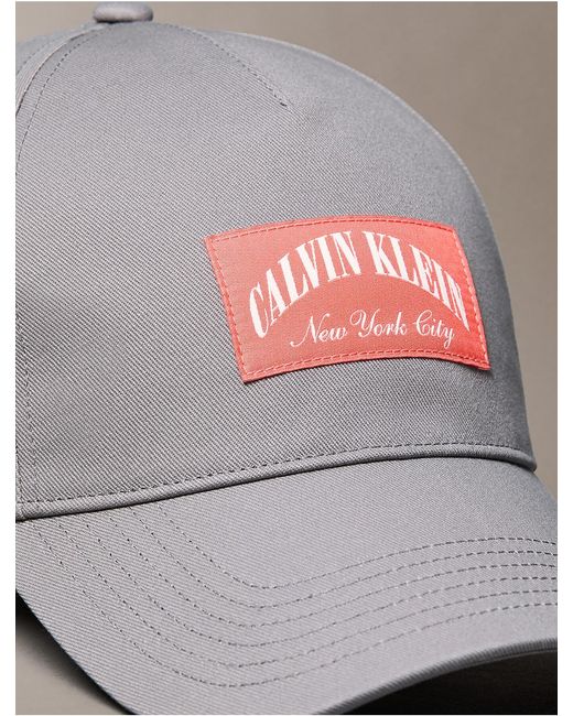 Calvin Klein Gray Heritage Crest Patch Baseball Cap for men