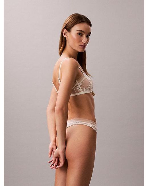 Calvin Klein Brown Bandeau Bra Ck Floral Lace