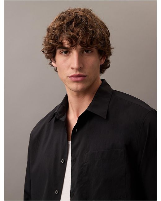 Calvin Klein Gray Tech Poplin Button-Down Shirt for men