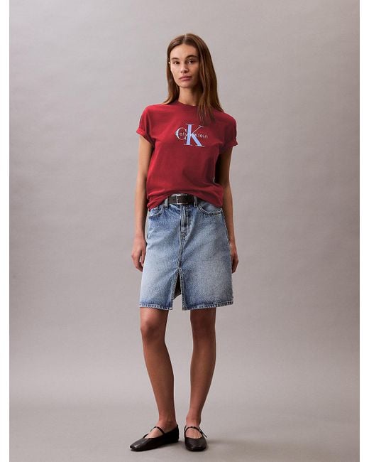 T-Shirt Avec Logo Monogramme Calvin Klein en coloris Red