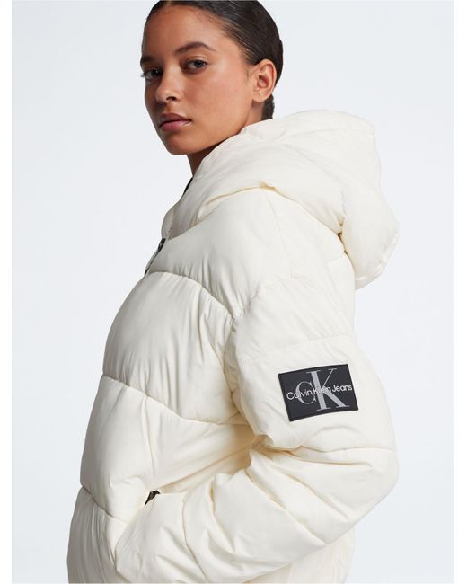 Calvin Klein White Repreve® Short Boxy Puffer Jacket