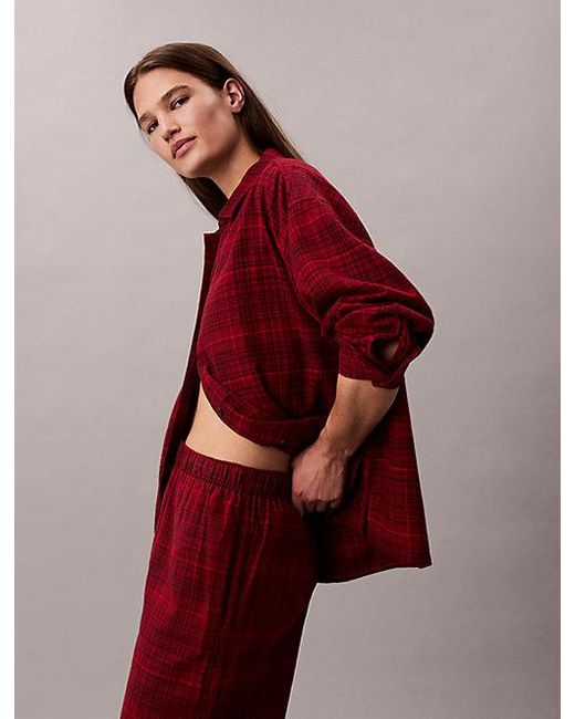 Calvin Klein Flanellen Pyjamabroek in het Red