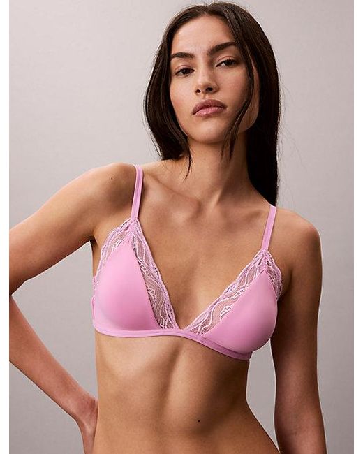 Calvin Klein Pink Triangle Bra Sensual Stretch Lace