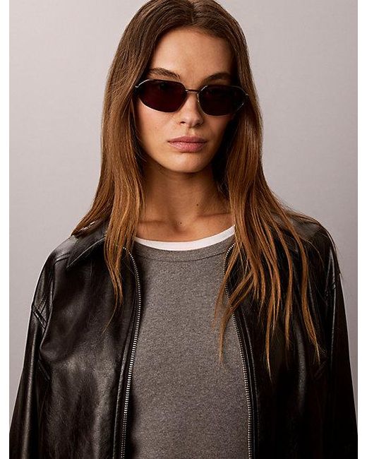 Calvin Klein White Modified Rectangle Sunglasses Ckj26200S