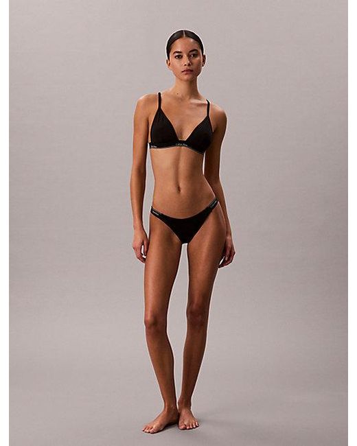 Calvin Klein Black Triangle Bikini Top Ck Icon