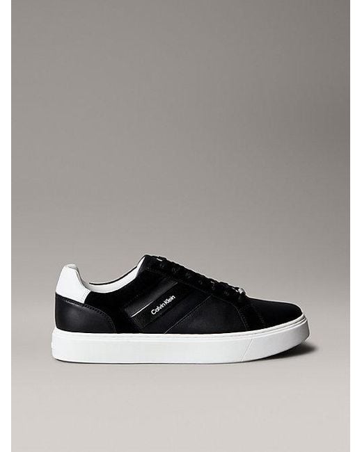 Calvin Klein Black Jeans Leather And Suede Flexible Sole Trainers for men