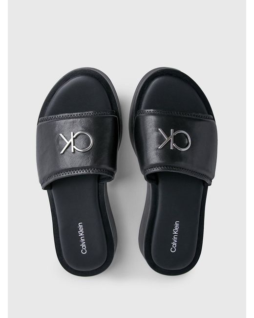 Calvin Klein Black Leather Sandals