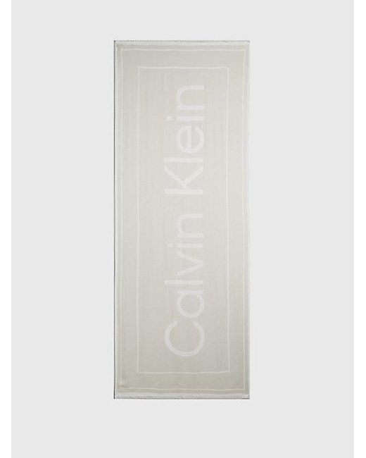 Calvin Klein White Schal mit Logo-Jacquardmuster