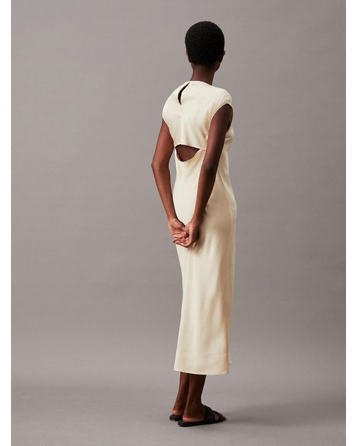 Calvin Klein Natural Slim Viscose Linen Midi Dress