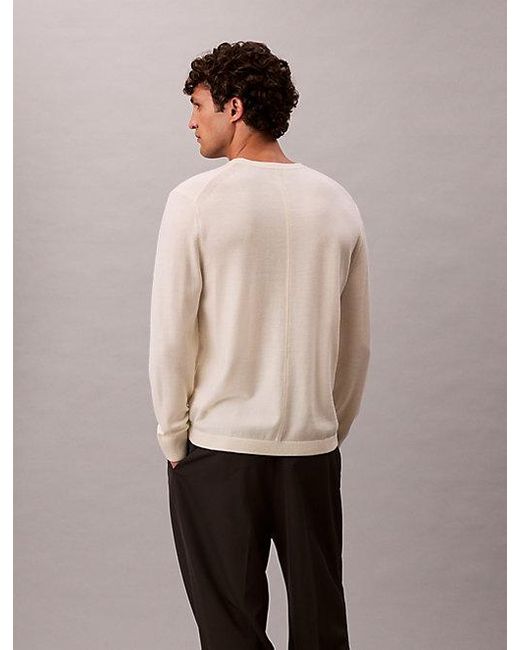 Calvin Klein Klassieke Merinowollen Trui in het Natural voor heren