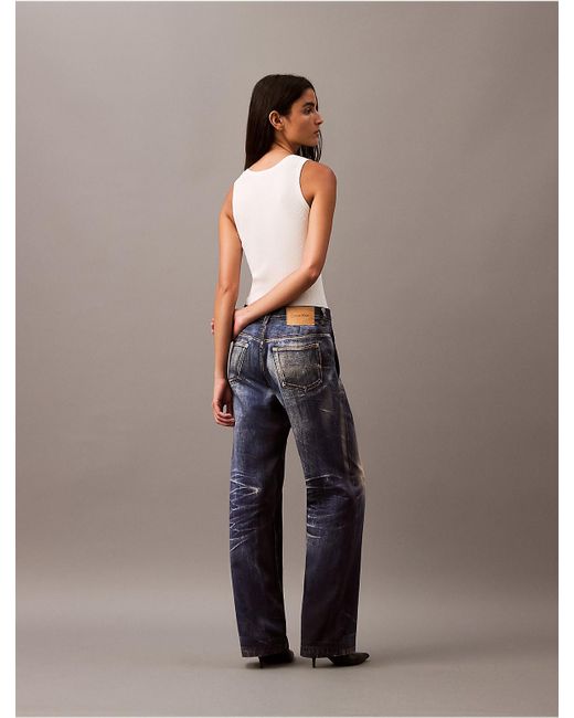 Calvin Klein Gray Denim Print Tailored Trouser