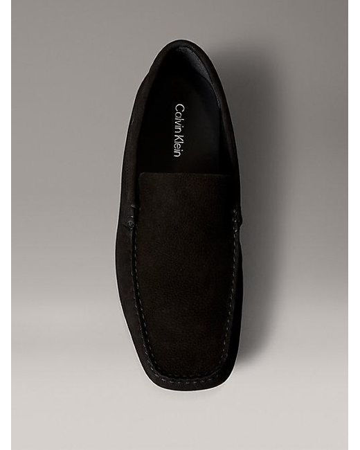 Calvin Klein Gray Leather Moccasin Driving Shoes for men