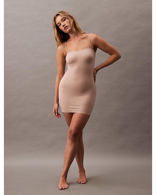 Calvin Klein Brown Shapewear Slip Dress Stay Put Stretch