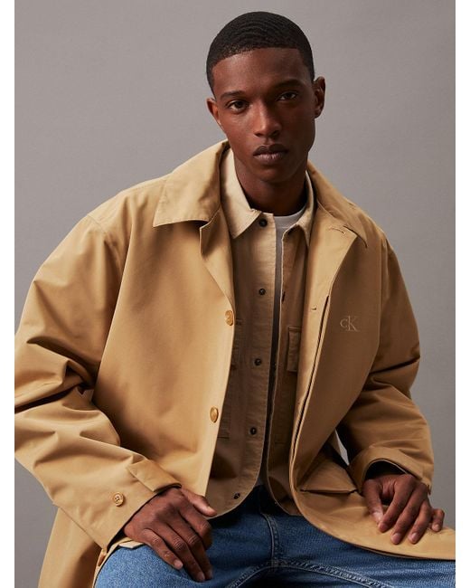 Manteau long contrecollé à capuche Calvin Klein pour homme en coloris Multicolor