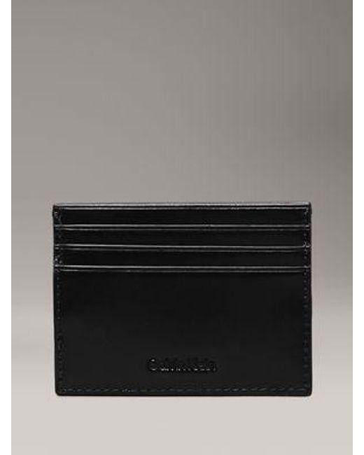 Tarjetero de piel para billetes con clip Calvin Klein de hombre de color Black
