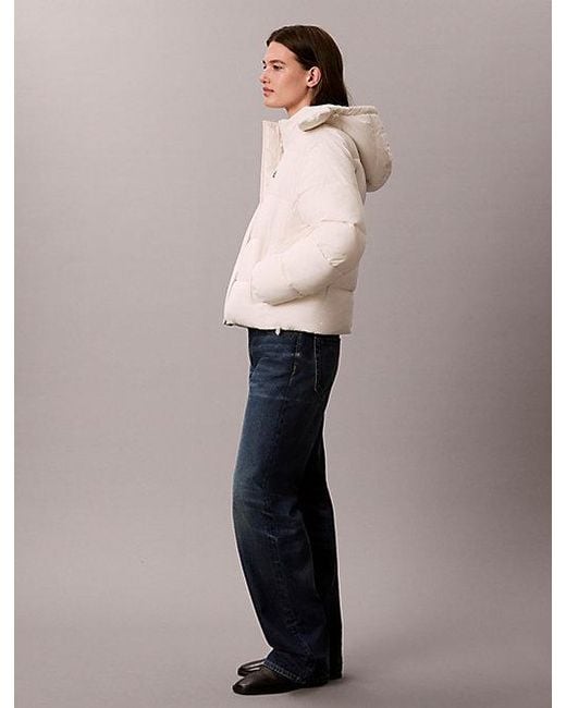 Calvin Klein Natural Jeans Short Hooded Puffer Jacket