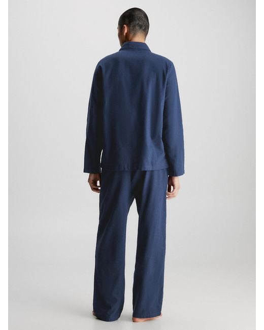 Calvin Klein Blue Flannel Pants Pyjama Set for men